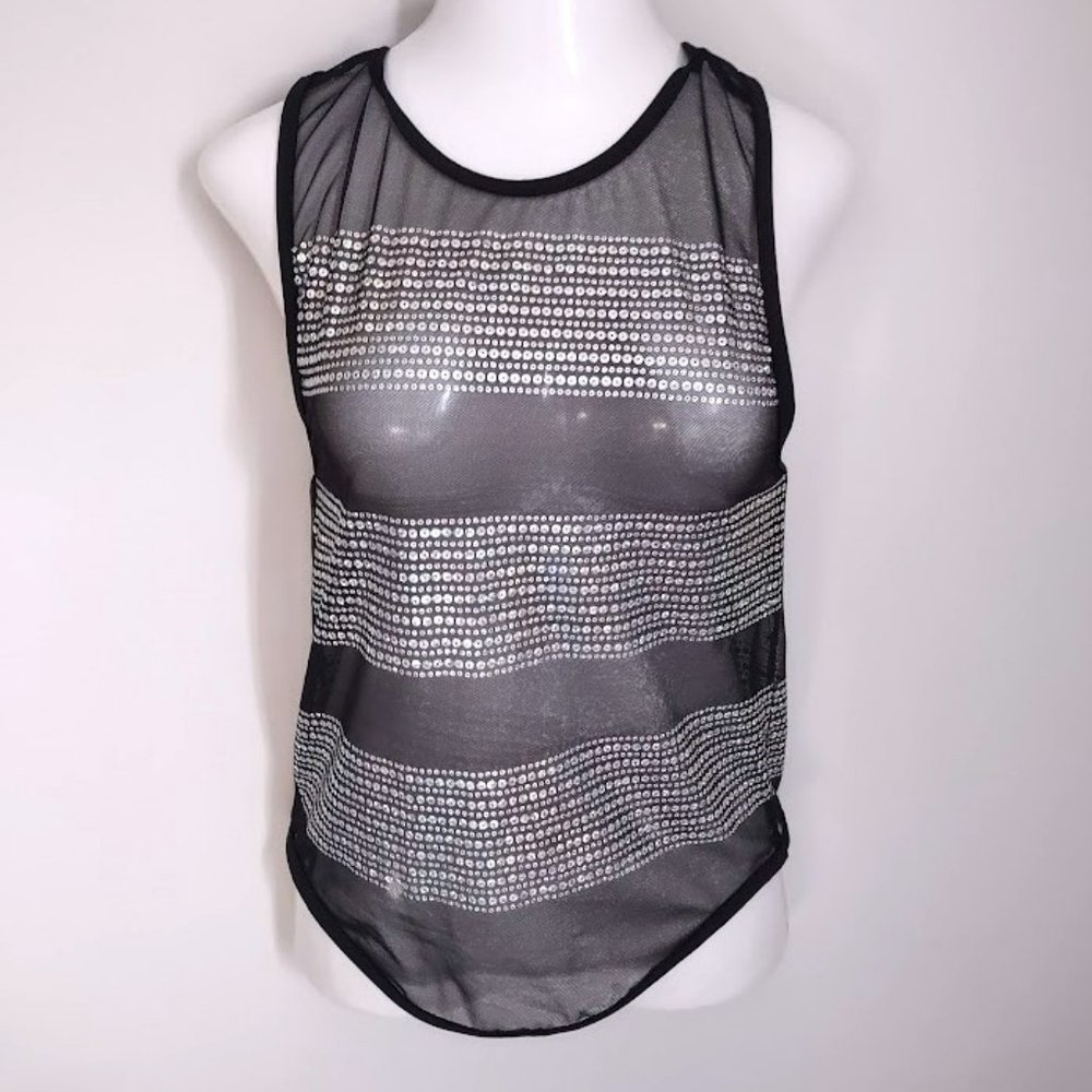 Curtain Call Black Sheer Sequin Festival Tank Top